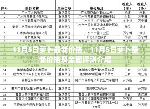 11月5日萝卜最新价格及全面评价介绍