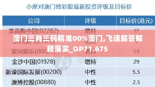 澳门三肖三码精准00%澳门,飞速解答解释落实_OP71.675