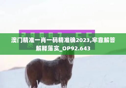 澳门精准一肖一码精准确2023,牢靠解答解释落实_OP92.643