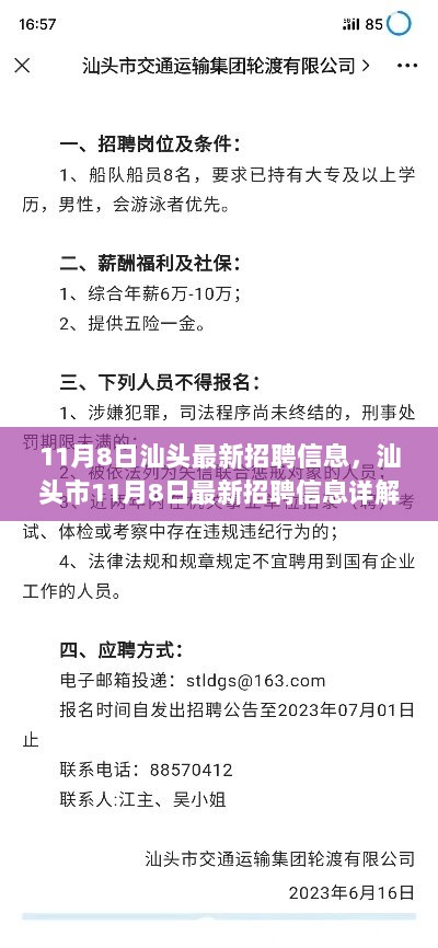 11月8日汕头市最新招聘信息详解