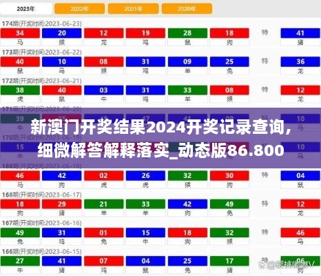 新澳门开奖结果2024开奖记录查询,细微解答解释落实_动态版86.800