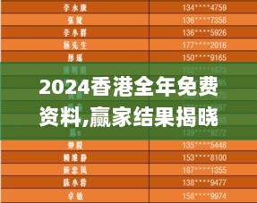 2024香港全年免费资料,赢家结果揭晓_史诗版33.89