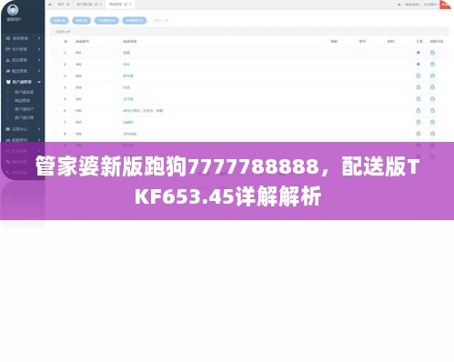 管家婆新版跑狗7777788888，配送版TKF653.45详解解析