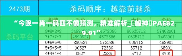 “今晚一肖一码四不像预测，精准解析_蘋峰神衹PAE829.91”