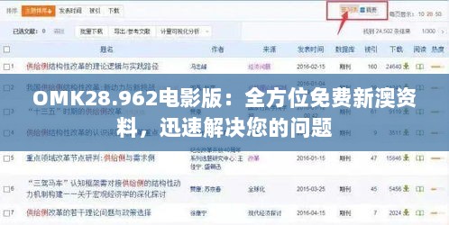 OMK28.962电影版：全方位免费新澳资料，迅速解决您的问题