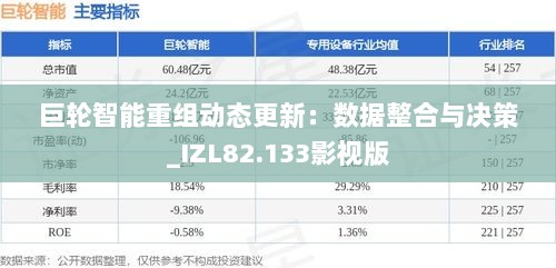 巨轮智能重组动态更新：数据整合与决策_IZL82.133影视版