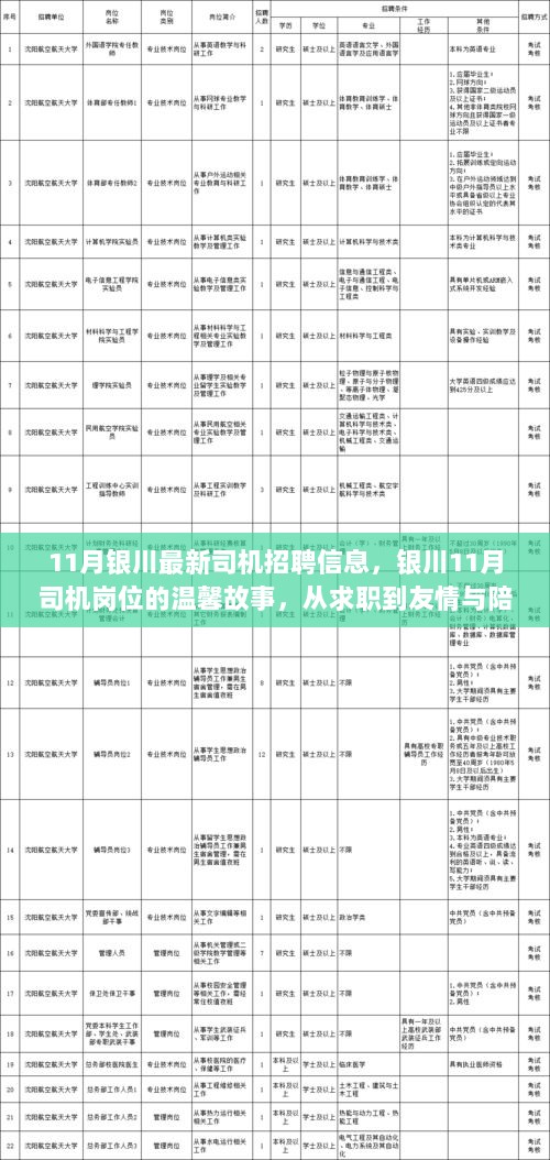 银川11月司机招聘信息，从求职到友情与陪伴的旅程的温馨故事