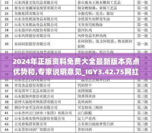 2024年正版资料免费大全最新版本亮点优势和,专家说明意见_IGY3.42.75网红版