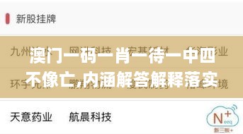 澳门一码一肖一待一中四不像亡,内涵解答解释落实_WRK5.66.75紧凑版