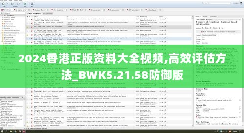 2024香港正版资料大全视频,高效评估方法_BWK5.21.58防御版