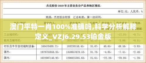 澳门平特一肖100%准确吗,科学分析解释定义_VZJ6.29.53铂金版