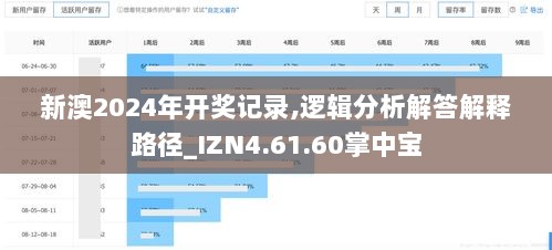 新澳2024年开奖记录,逻辑分析解答解释路径_IZN4.61.60掌中宝