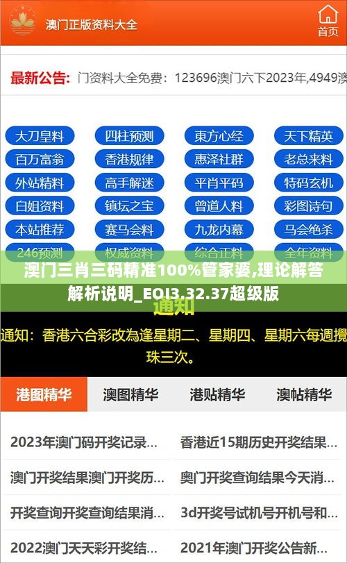 澳门三肖三码精准100%管家婆,理论解答解析说明_EOI3.32.37超级版