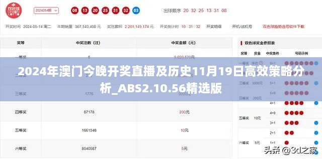 2024年澳门今晚开奖直播及历史11月19日高效策略分析_ABS2.10.56精选版