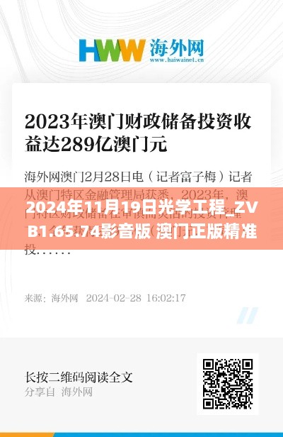 2024年11月19日光学工程_ZVB1.65.74影音版 澳门正版精准免费资源汇总