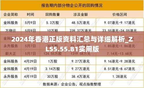 2024年香港正版资料汇总与详细解析_ZLS5.55.81实用版