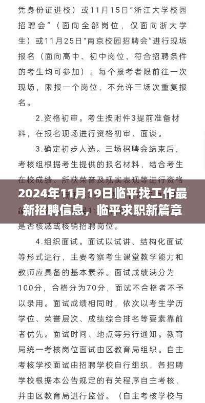 2024年11月19日临平最新招聘信息解析，开启求职新篇章