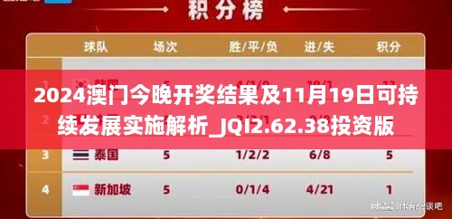 2024澳门今晚开奖结果及11月19日可持续发展实施解析_JQI2.62.38投资版