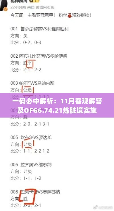 一码必中解析：11月客观解答及OFG6.74.21炼脏境实施