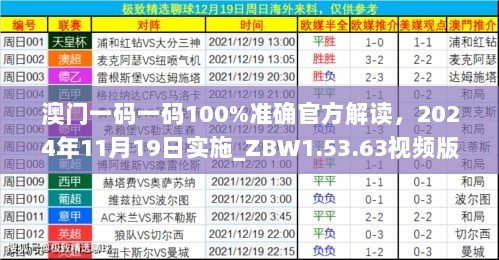 澳门一码一码100%准确官方解读，2024年11月19日实施_ZBW1.53.63视频版