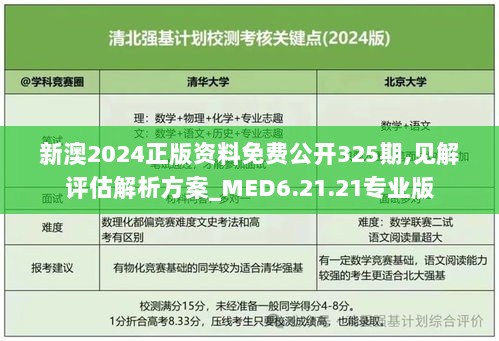 新澳2024正版资料免费公开325期,见解评估解析方案_MED6.21.21专业版