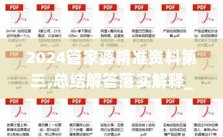 2024管家婆精准资料第三,总结解答落实解释_PFK9.18.44味道版