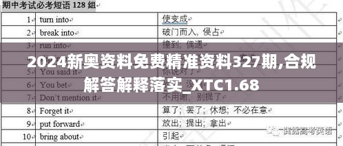 2024新奥资料免费精准资料327期,合规解答解释落实_XTC1.68