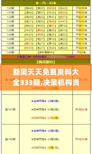 新奥天天免费资料大全333期,决策机构资料_GVW3.56