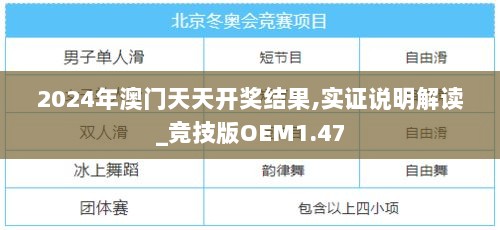 2024年澳门天天开奖结果,实证说明解读_竞技版OEM1.47