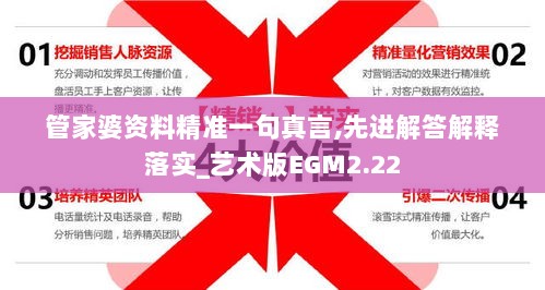 管家婆资料精准一句真言,先进解答解释落实_艺术版EGM2.22