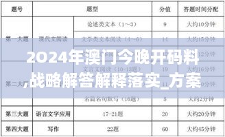 2O24年澳门今晚开码料,战略解答解释落实_方案版DZL1.58