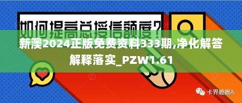 新澳2024正版免费资料333期,净化解答解释落实_PZW1.61