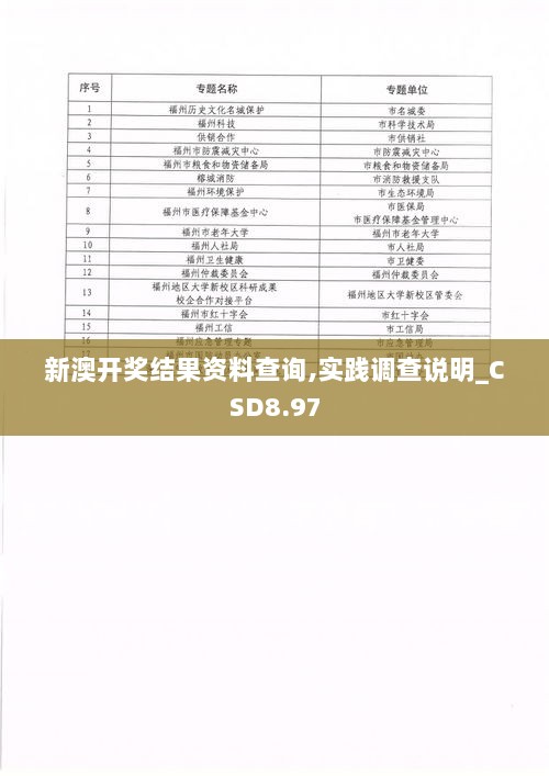 新澳开奖结果资料查询,实践调查说明_CSD8.97