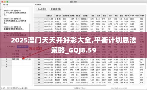 2025澳门天天开好彩大全,平衡计划息法策略_GQJ8.59