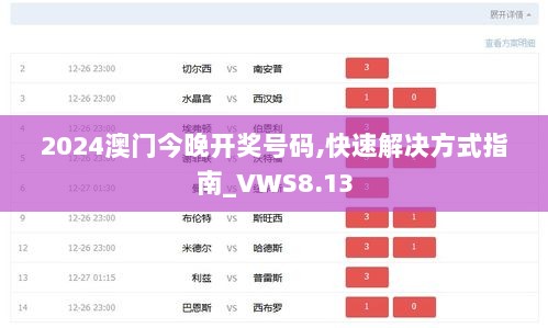 2024澳门今晚开奖号码,快速解决方式指南_VWS8.13