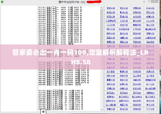 管家婆必出一肖一码109,定量解析解释法_LRH8.58