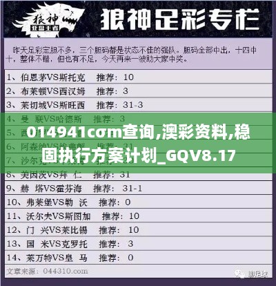 014941cσm查询,澳彩资料,稳固执行方案计划_GQV8.17