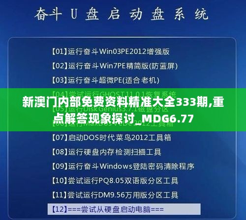 新澳门内部免费资料精准大全333期,重点解答现象探讨_MDG6.77