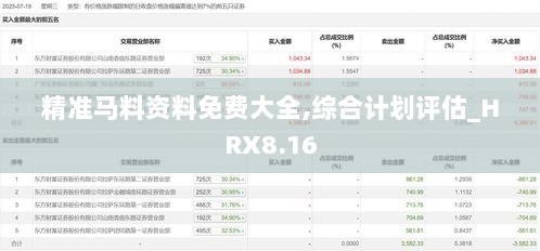 精准马料资料免费大全,综合计划评估_HRX8.16