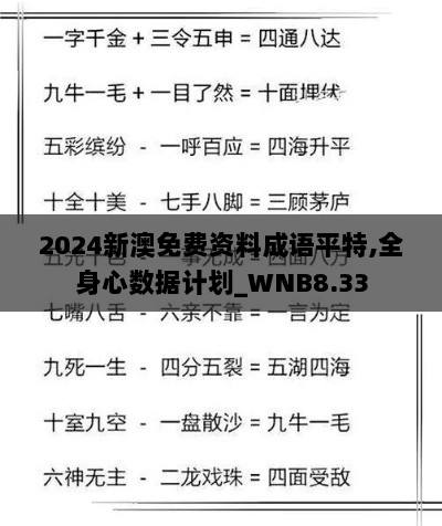 2024新澳免费资料成语平特,全身心数据计划_WNB8.33