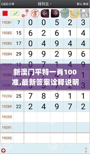 新澳门平特一肖100准,最新答案诠释说明_XUW8.97