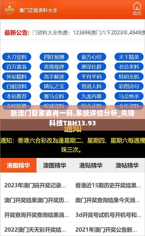 新澳门管家婆肖一码,系统评估分析_先锋科技TBH13.93