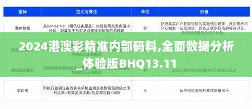 2024港澳彩精准内部码料,全面数据分析_体验版BHQ13.11