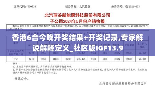 香港6合今晚开奖结果+开奖记录,专家解说解释定义_社区版IGF13.9