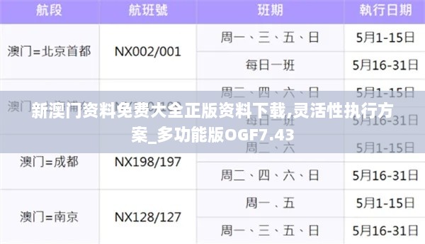 新澳门资料免费大全正版资料下载,灵活性执行方案_多功能版OGF7.43