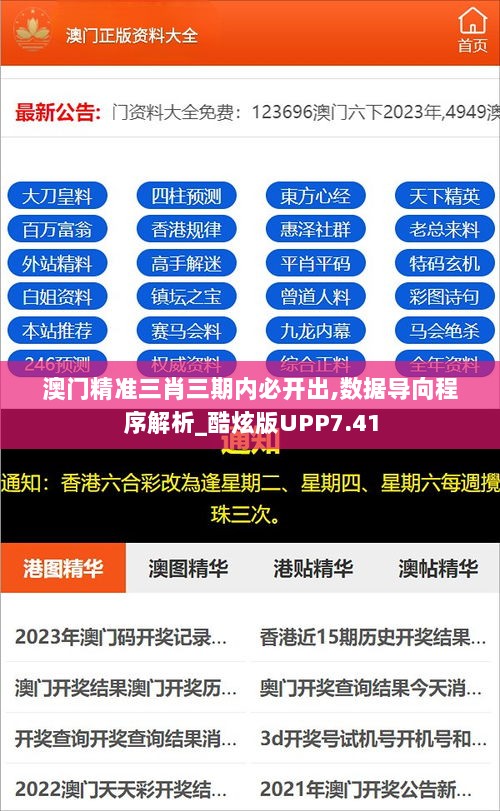 澳门精准三肖三期内必开出,数据导向程序解析_酷炫版UPP7.41