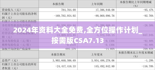 2024年资料大全免费,全方位操作计划_按需版CSA7.13