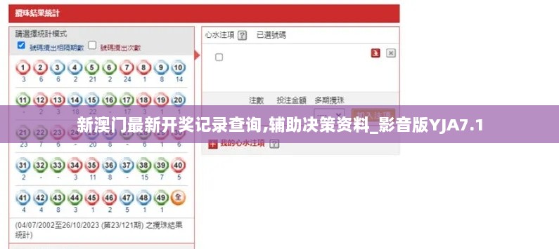 新澳门最新开奖记录查询,辅助决策资料_影音版YJA7.1