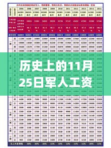 历史上的11月25日，军人工资变迁与解析——2017年8月最新消息全面报道