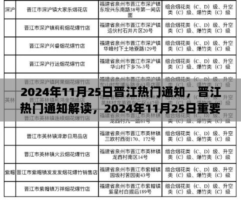 2024年11月25日晋江热门事件概览与通知解读